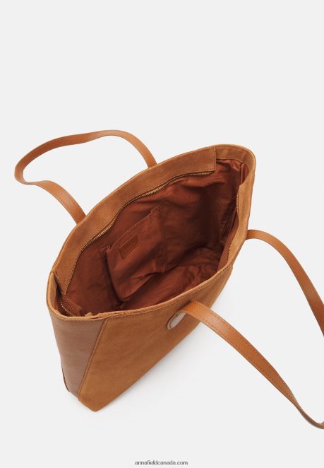 Anna Field Women Leather Tote Bag Cognac H42J4Z2464