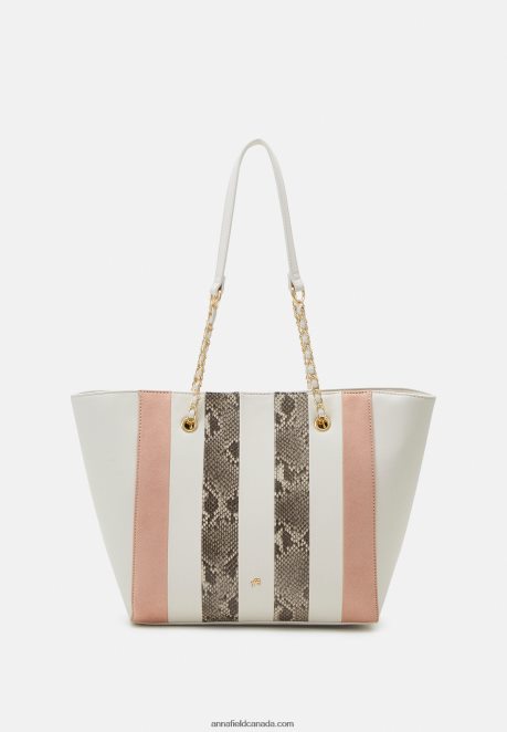 Anna Field Women Tote Bag Off-White/Pink H42J4Z2481