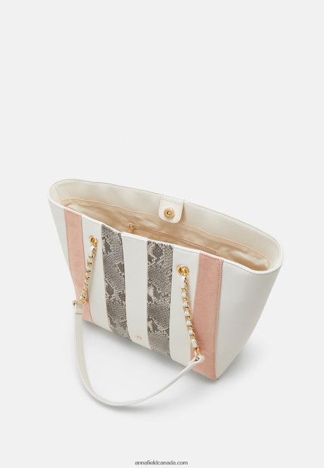 Anna Field Women Tote Bag Off-White/Pink H42J4Z2481