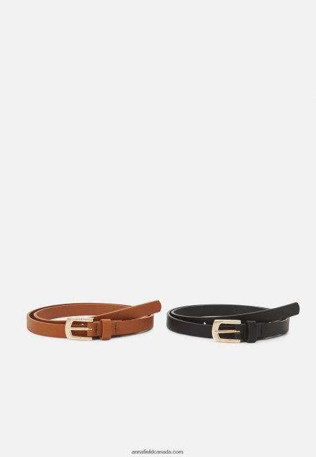 Anna Field Women 2 Pack Belt Black/Cognac H42J4Z2727