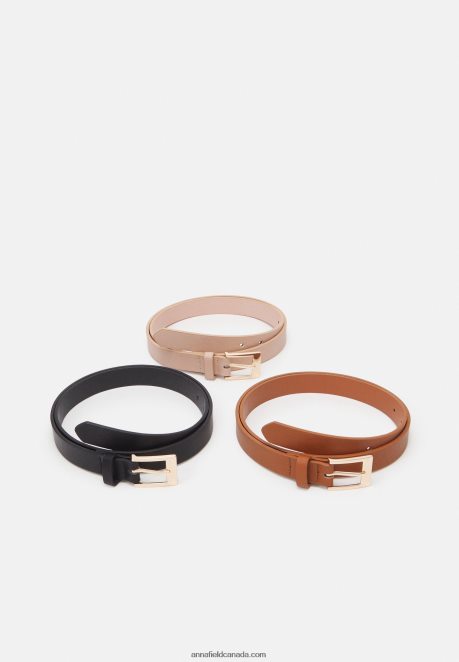 Anna Field Women 3 Pack Belt Black/Cognac/Pink H42J4Z2726