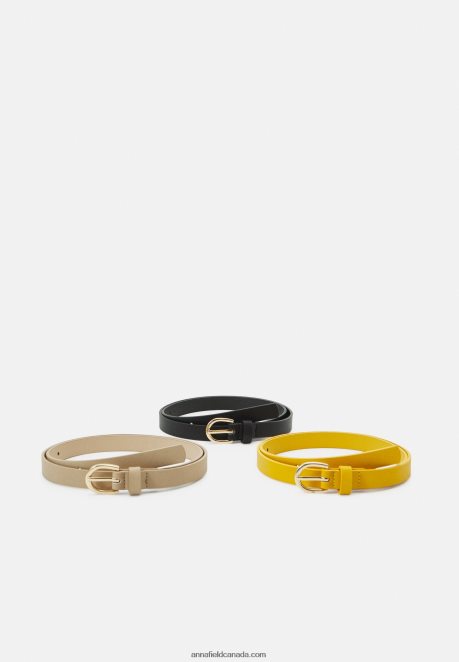 Anna Field Women 3 Pack Belt Black/Yellow/Taupe H42J4Z2729