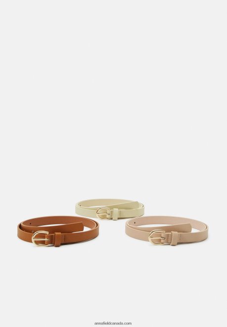 Anna Field Women 3 Pack Belt Cognac/Beige/Pink H42J4Z2730