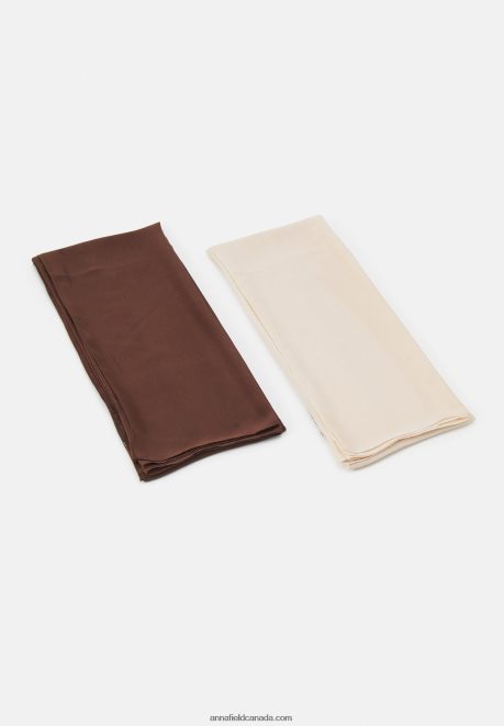Anna Field Women 2 Pack Headscarf Off-White/Brown H42J4Z2710