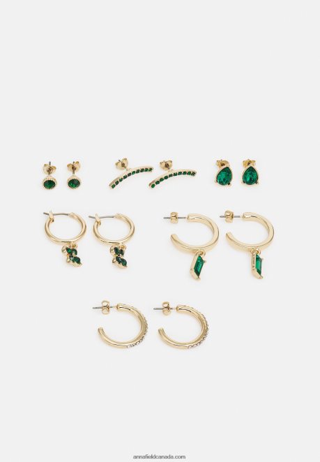 Anna Field Women 6 Pack Earrings Green/Gold-Coloured H42J4Z2659