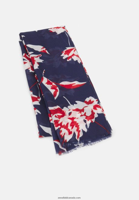 Anna Field Women Scarf Blue/Red H42J4Z2825