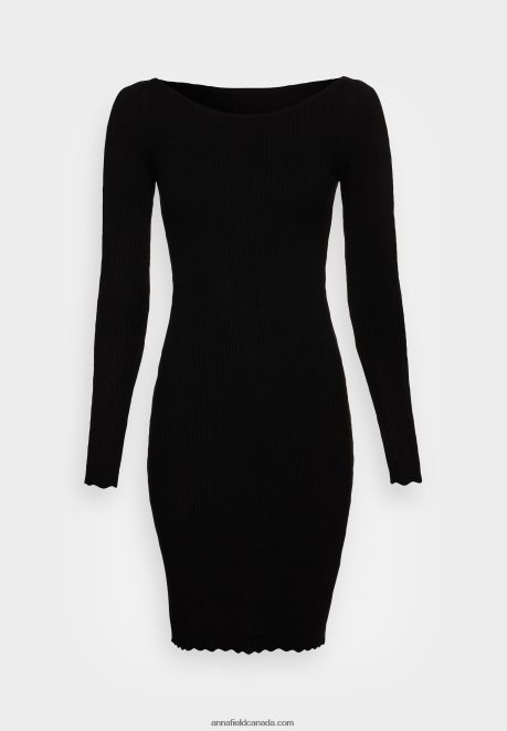 Anna Field Women Boat Ausschnitt Mini Strickkleid Mit Geschweiften RNdern Jumper Dress Black H42J4Z230