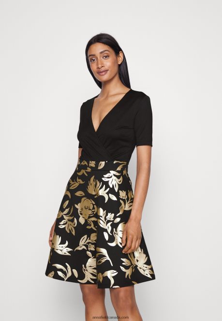 Anna Field Women Cocktail Dress Party Dress Black/Gold H42J4Z50