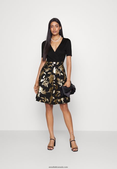 Anna Field Women Cocktail Dress Party Dress Black/Gold H42J4Z50