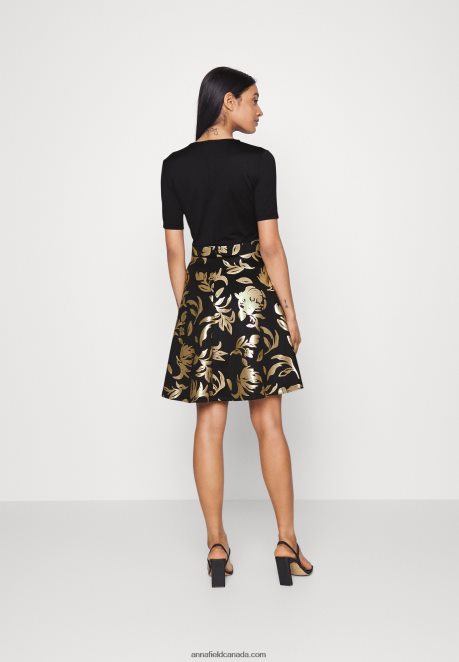 Anna Field Women Cocktail Dress Party Dress Black/Gold H42J4Z50