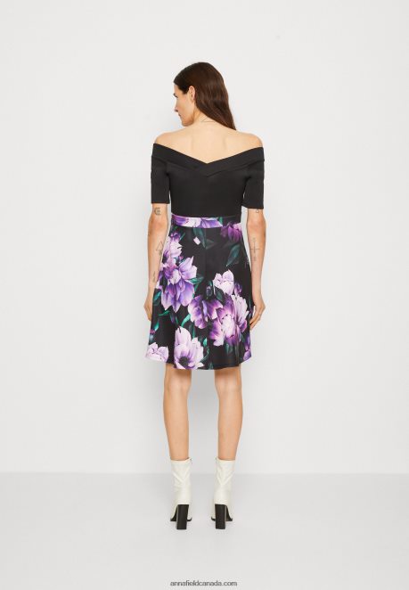 Anna Field Women Cocktail Dress Party Dress Black/Purple H42J4Z71