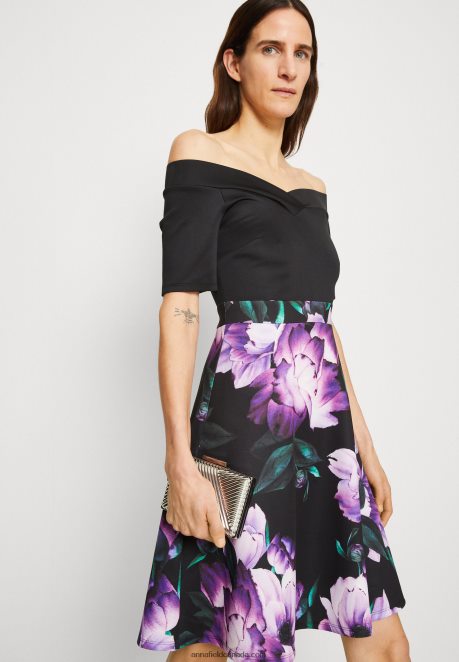 Anna Field Women Cocktail Dress Party Dress Black/Purple H42J4Z71