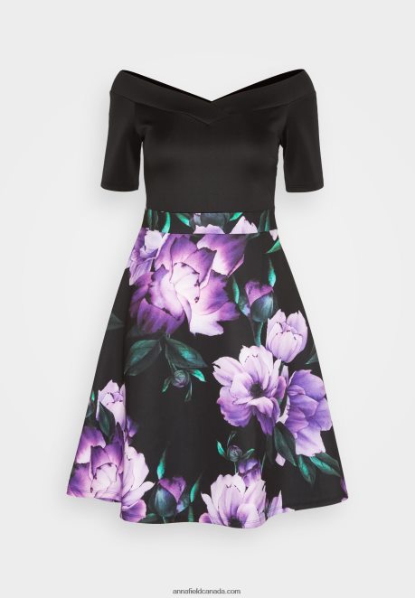 Anna Field Women Cocktail Dress Party Dress Black/Purple H42J4Z71