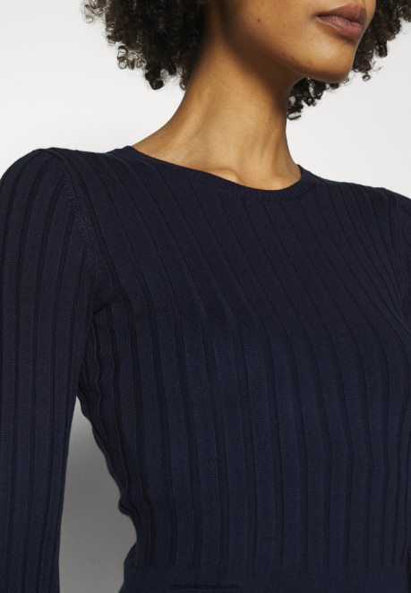 Anna Field Women Crew Ausschnitt Ripp Top Bodycon Mini Strickkleid Shift Dress Dark Blue H42J4Z205
