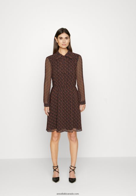 Anna Field Women Day Dress Black/Brown H42J4Z5