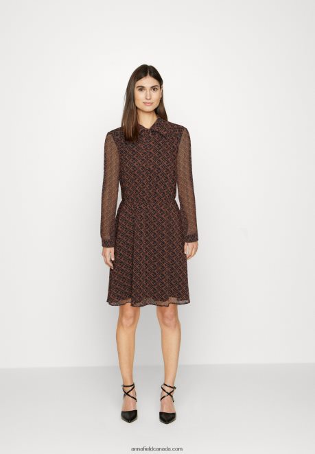 Anna Field Women Day Dress Black/Brown H42J4Z5