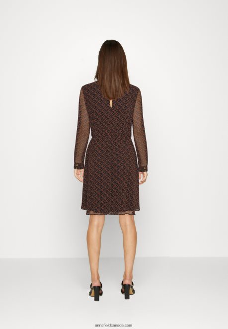Anna Field Women Day Dress Black/Brown H42J4Z5