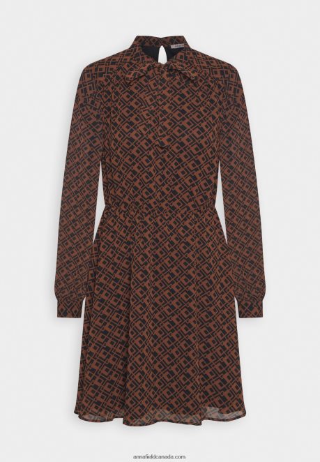 Anna Field Women Day Dress Black/Brown H42J4Z5