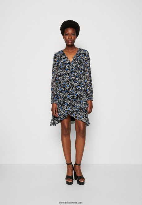 Anna Field Women Day Dress Black/Multi Coloured H42J4Z27