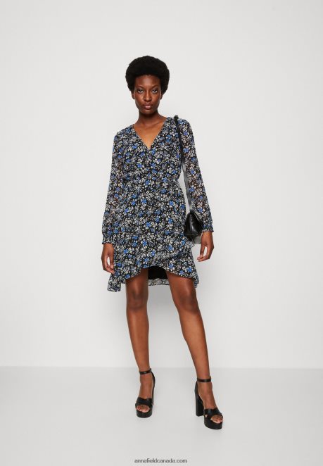 Anna Field Women Day Dress Black/Multi Coloured H42J4Z27