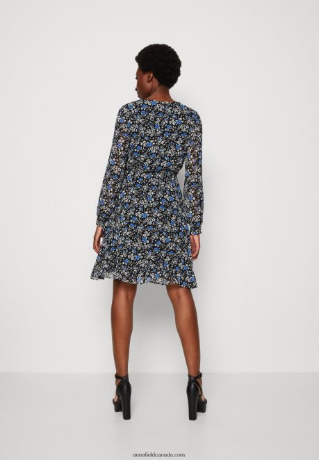Anna Field Women Day Dress Black/Multi Coloured H42J4Z27