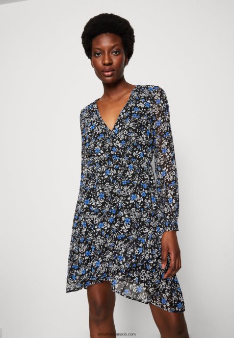 Anna Field Women Day Dress Black/Multi Coloured H42J4Z27