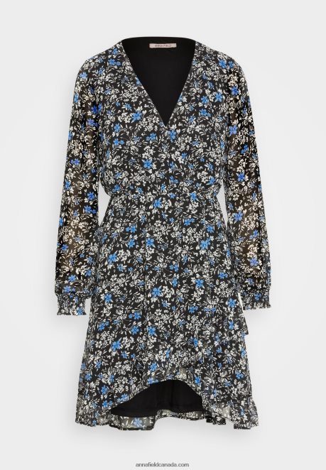 Anna Field Women Day Dress Black/Multi Coloured H42J4Z27