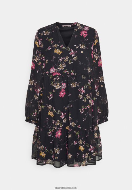 Anna Field Women Day Dress Black/Pink H42J4Z2