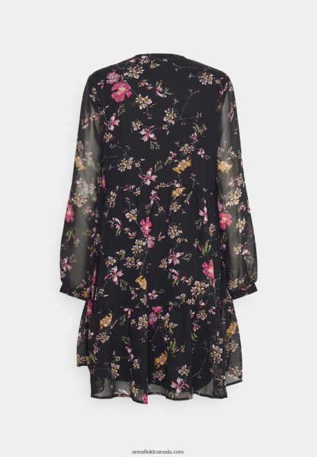 Anna Field Women Day Dress Black/Pink H42J4Z2
