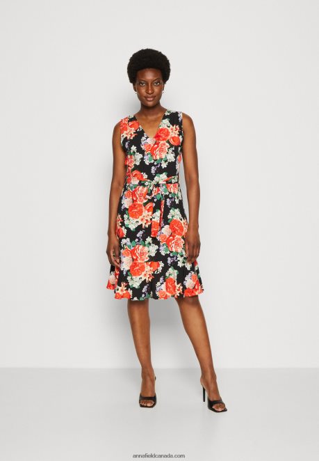 Anna Field Women Day Dress Black/Red H42J4Z17