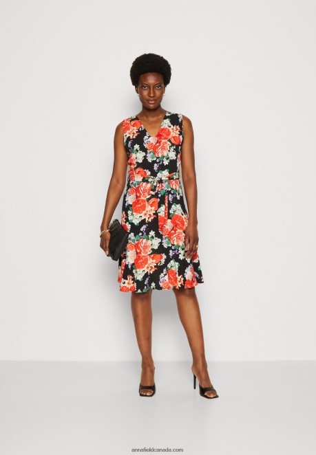Anna Field Women Day Dress Black/Red H42J4Z17