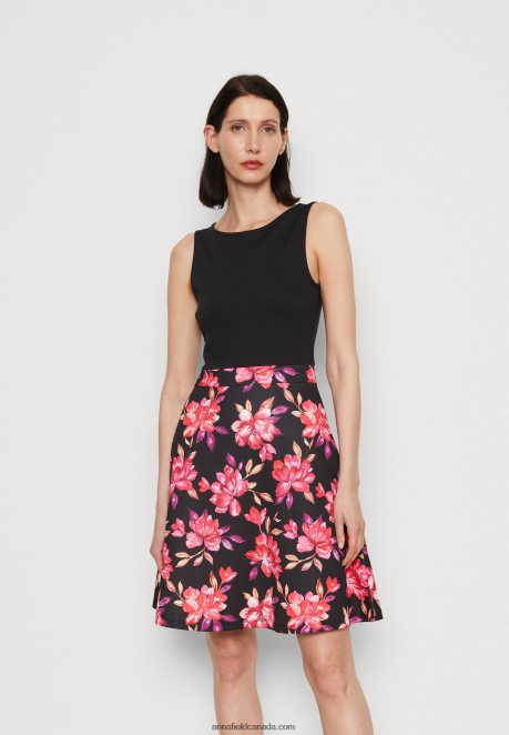 Anna Field Women Day Dress Black/Red/Purple H42J4Z11