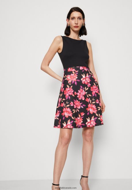 Anna Field Women Day Dress Black/Red/Purple H42J4Z11