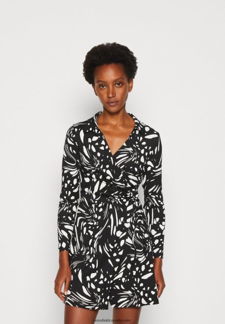Anna Field Women Day Dress Black/White H42J4Z29