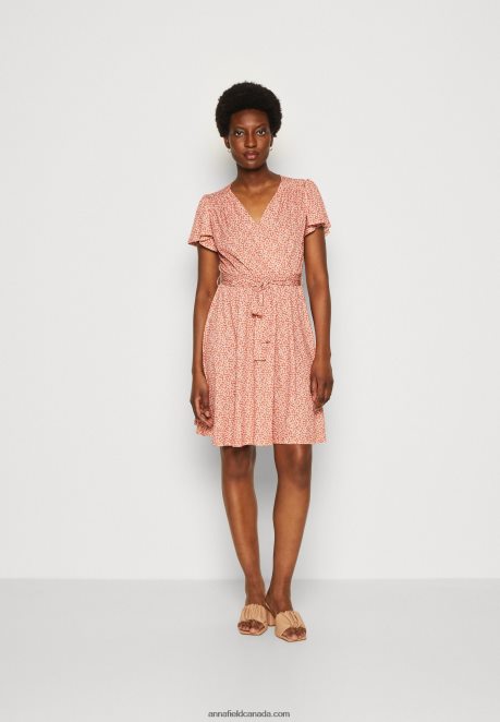 Anna Field Women Day Dress Brown/White H42J4Z3