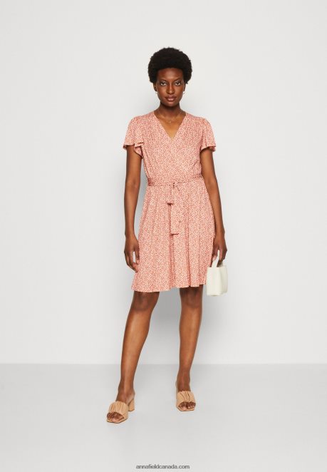 Anna Field Women Day Dress Brown/White H42J4Z3