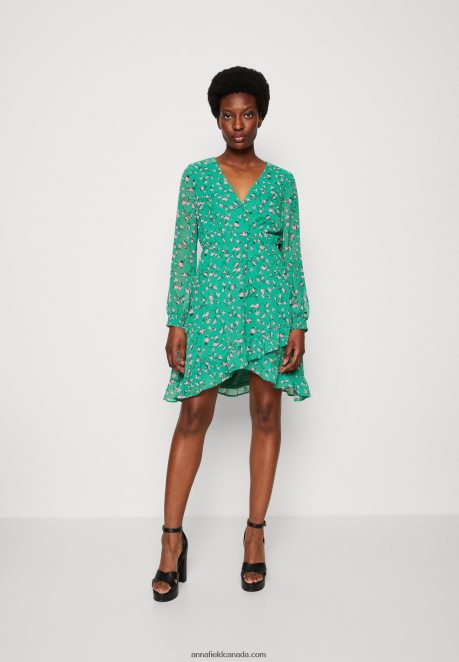 Anna Field Women Day Dress Green/Multi Coloured H42J4Z28
