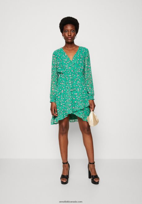 Anna Field Women Day Dress Green/Multi Coloured H42J4Z28