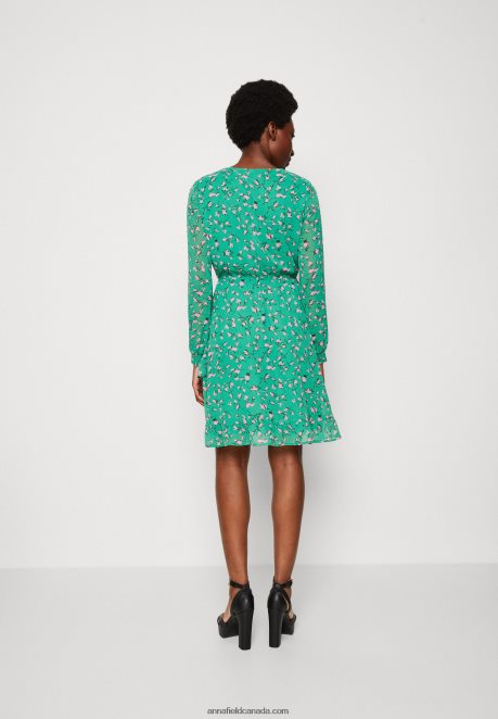 Anna Field Women Day Dress Green/Multi Coloured H42J4Z28