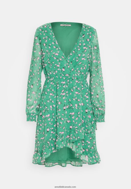 Anna Field Women Day Dress Green/Multi Coloured H42J4Z28