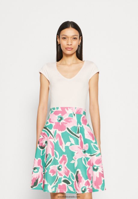 Anna Field Women Denim Dress White/Green/Pink H42J4Z68