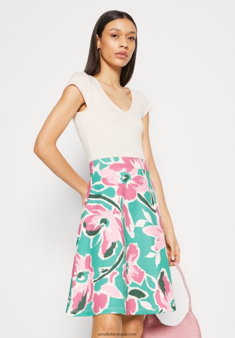 Anna Field Women Denim Dress White/Green/Pink H42J4Z68