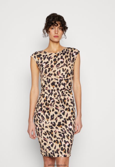 Anna Field Women Jersey Dress Black/Beige/Multi-Coloured H42J4Z161