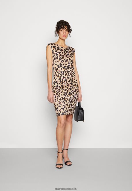 Anna Field Women Jersey Dress Black/Beige/Multi-Coloured H42J4Z161