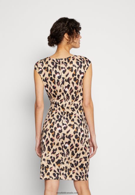 Anna Field Women Jersey Dress Black/Beige/Multi-Coloured H42J4Z161