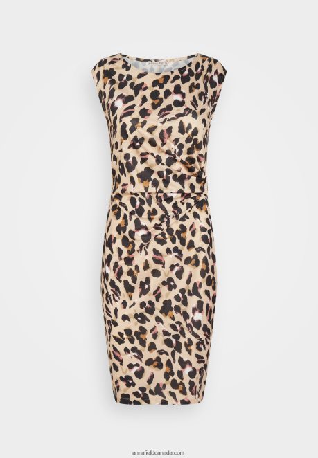 Anna Field Women Jersey Dress Black/Beige/Multi-Coloured H42J4Z161