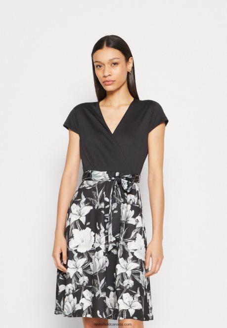 Anna Field Women Jersey Dress Black/Grey/White H42J4Z156
