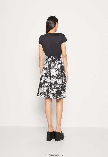 Anna Field Women Jersey Dress Black/Grey/White H42J4Z156
