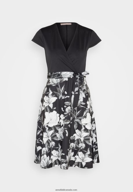 Anna Field Women Jersey Dress Black/Grey/White H42J4Z156