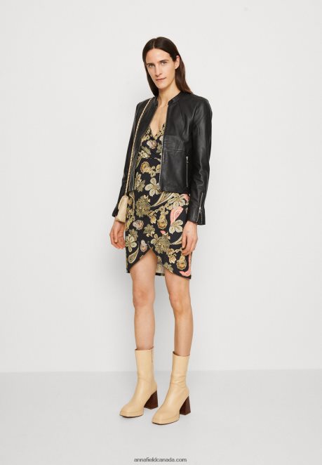 Anna Field Women Jersey Dress Black/Multi Coloured H42J4Z189